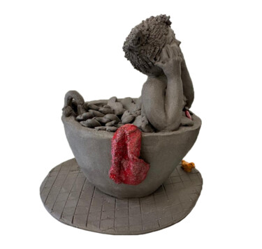 Sculpture titled "L'amoureuse" by Sandrine De Zorzi, Original Artwork, Terra cotta