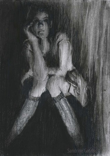 Drawing titled "l'attente" by Sandrine Gateau, Original Artwork