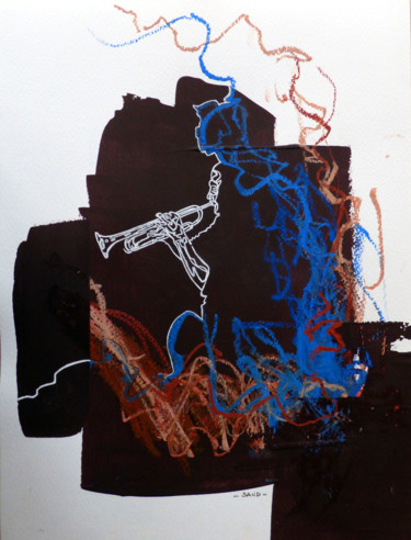 Dessin intitulée ""expresso bleu"" par Sandrine Gergaud, Œuvre d'art originale, Acrylique