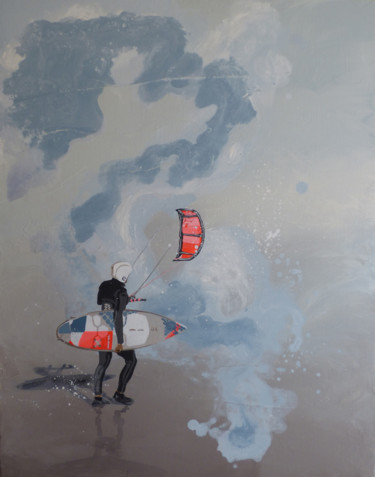 Pintura titulada ""vent fluo"" por Sandrine Gergaud, Obra de arte original, Acrílico Montado en Bastidor de camilla de madera