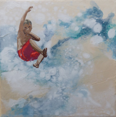 Painting titled ""splash fastoche"" by Sandrine Gergaud, Original Artwork, Acrylic Mounted on Wood Stretcher frame