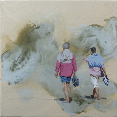 Malerei mit dem Titel ""marche en sable"" von Sandrine Gergaud, Original-Kunstwerk, Acryl Auf Keilrahmen aus Holz montiert