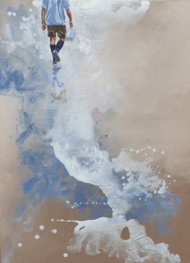 Painting titled ""retour d'eau salée"" by Sandrine Gergaud, Original Artwork, Acrylic Mounted on Wood Stretcher frame