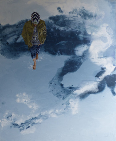 Peinture intitulée ""bleu d'océan, Atla…" par Sandrine Gergaud, Œuvre d'art originale, Acrylique Monté sur Châssis en bois