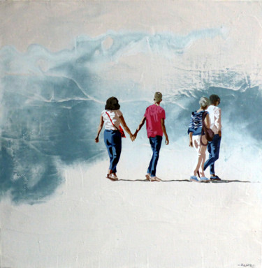 Peinture intitulée ""le sel dans l'air"" par Sandrine Gergaud, Œuvre d'art originale, Acrylique Monté sur Châssis en bois