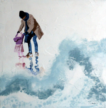 Peinture intitulée ""papa dansant"" par Sandrine Gergaud, Œuvre d'art originale, Acrylique Monté sur Châssis en bois