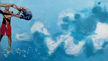 Картина под названием ""jeu de splashs"" - Sandrine Gergaud, Подлинное произведение искусства, Акрил Установлен на Деревянна…