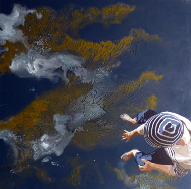 Peinture intitulée ""les algues et moi"" par Sandrine Gergaud, Œuvre d'art originale, Acrylique Monté sur Châssis en bois