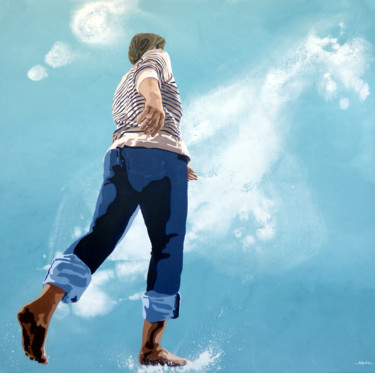 Картина под названием "ciel de marinière" - Sandrine Gergaud, Подлинное произведение искусства, Акрил Установлен на Деревянн…