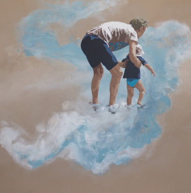 Pintura titulada "première vague" por Sandrine Gergaud, Obra de arte original, Acrílico Montado en Bastidor de camilla de ma…