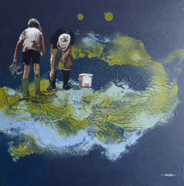 Картина под названием "petits gars d'estran" - Sandrine Gergaud, Подлинное произведение искусства, Акрил Установлен на Дерев…