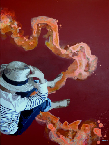 Peinture intitulée ""rouges tapants"" par Sandrine Gergaud, Œuvre d'art originale, Acrylique Monté sur Châssis en bois
