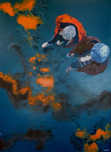 Картина под названием ""estran d'orage"" - Sandrine Gergaud, Подлинное произведение искусства, Акрил Установлен на Деревянна…