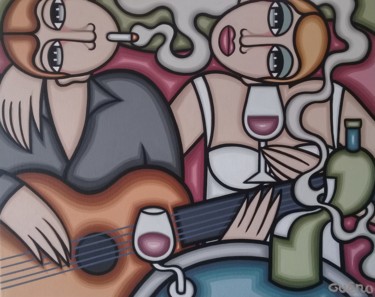 Painting titled "Accords de guitare…" by Guena, Original Artwork, Acrylic
