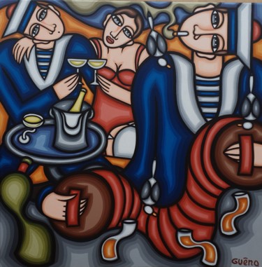 Peinture intitulée "Bandonéon et champa…" par Guena, Œuvre d'art originale, Acrylique