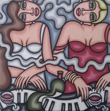 Painting titled "Bordeaux et piano" by Guena, Original Artwork, Acrylic