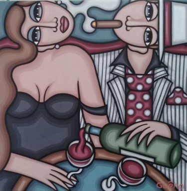 Painting titled "Bordeaux, champagne…" by Guena, Original Artwork, Acrylic