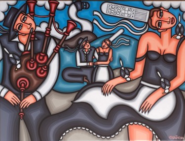 Peinture intitulée "Bretagne, folklore…" par Guena, Œuvre d'art originale, Acrylique