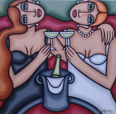 Pintura intitulada "Champagne womens" por Guena, Obras de arte originais, Acrílico