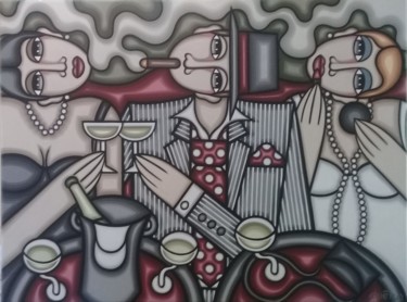 Painting titled "Champagne, cigare e…" by Guena, Original Artwork, Acrylic