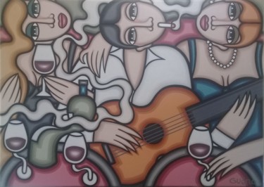 Painting titled "Guitare pour une so…" by Guena, Original Artwork, Acrylic