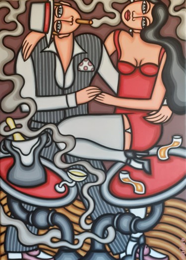 Peinture intitulée "Havane pour un tango" par Guena, Œuvre d'art originale, Acrylique