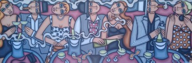 Painting titled "Soirée champagne" by Guena, Original Artwork, Acrylic