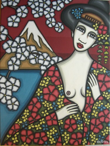 「Fleurs de Japon」というタイトルの絵画 Guenaによって, オリジナルのアートワーク, アクリル