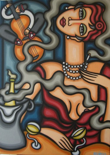 Painting titled "Folles années" by Guena, Original Artwork, Acrylic