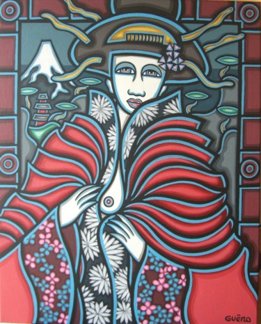 Painting titled "Geisha" by Guena, Original Artwork, Acrylic