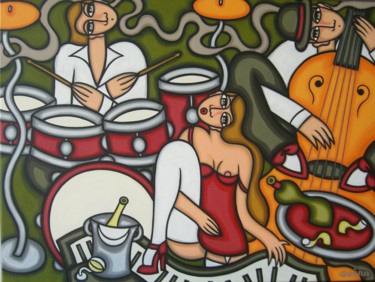 Painting titled "Musicos" by Guena, Original Artwork, Acrylic