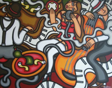 Painting titled "Ondulation musicale" by Guena, Original Artwork, Acrylic