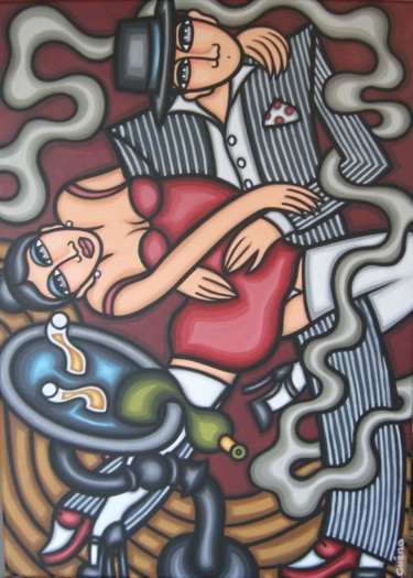 Peinture intitulée "Tango tango" par Guena, Œuvre d'art originale, Acrylique