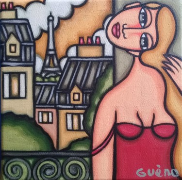Peinture intitulée "A Paris" par Guena, Œuvre d'art originale, Acrylique