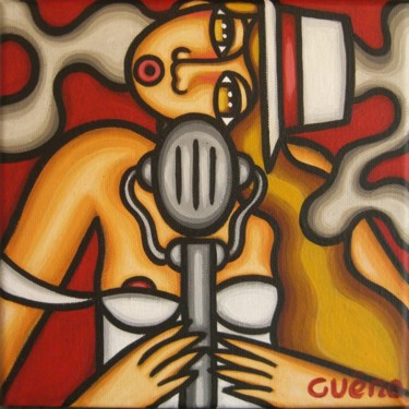 Painting titled "Chanteuse solo au m…" by Guena, Original Artwork, Acrylic