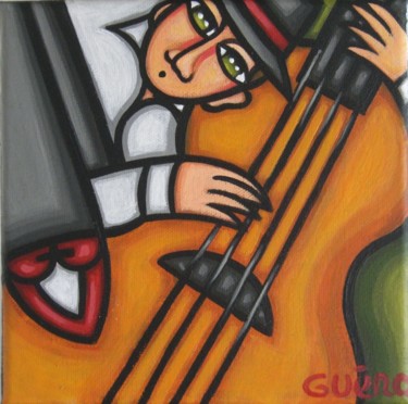 Peinture intitulée "Contrebasse blues" par Guena, Œuvre d'art originale, Acrylique