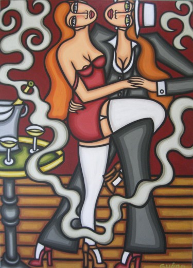 Peinture intitulée "Femmes tango" par Guena, Œuvre d'art originale, Acrylique