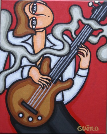 Pintura titulada "Le bassiste" por Guena, Obra de arte original, Acrílico