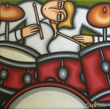 Peinture intitulée "Le batteur" par Guena, Œuvre d'art originale, Acrylique