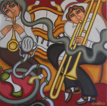 Painting titled "Les jazzmans" by Guena, Original Artwork, Acrylic