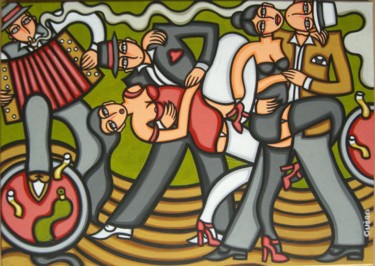 Peinture intitulée "Le tango" par Guena, Œuvre d'art originale, Acrylique