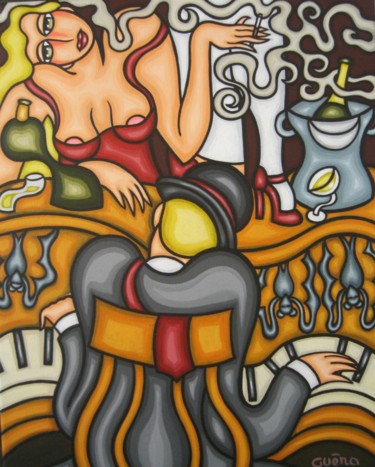 Peinture intitulée "Chauve souris pour…" par Guena, Œuvre d'art originale, Acrylique