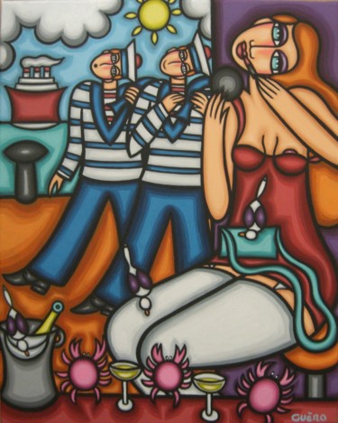 Peinture intitulée "Rendez-vous maritime" par Guena, Œuvre d'art originale, Acrylique