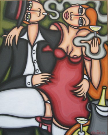 「Tango, champagne」というタイトルの絵画 Guenaによって, オリジナルのアートワーク, アクリル