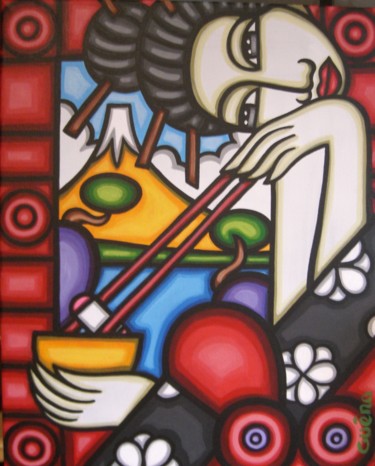 Painting titled "Les sushis de la ge…" by Guena, Original Artwork, Acrylic