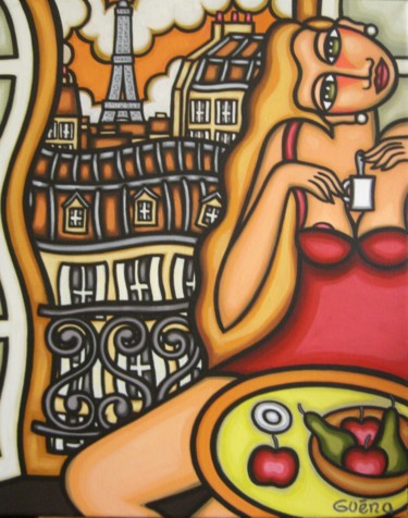 Картина под названием "Parisienne" - Guena, Подлинное произведение искусства, Акрил