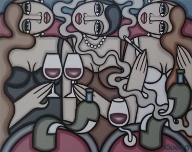 Peinture intitulée "Trois femmes Bordea…" par Guena, Œuvre d'art originale, Acrylique
