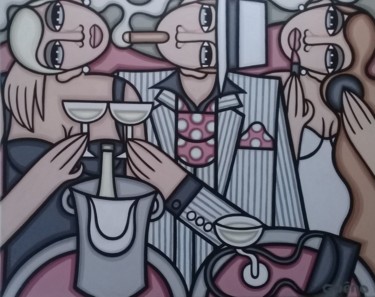 Painting titled "Champagne, cigare e…" by Guena, Original Artwork, Acrylic