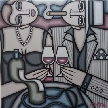 Картина под названием "Bordeaux cigare et…" - Guena, Подлинное произведение искусства, Акрил Установлен на Деревянная рама д…