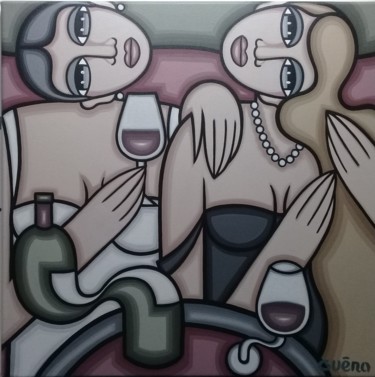 Painting titled "Bordeaux pour une s…" by Guena, Original Artwork, Acrylic Mounted on Wood Stretcher frame